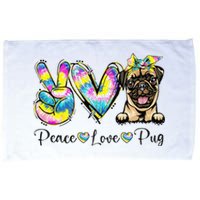 Peace Love Pug Dog Tie Dye Dog Lovers Microfiber Hand Towel