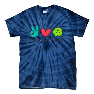 Peace Love Pickleball Court Play Loves Funny Pickleball Gift Tie-Dye T-Shirt