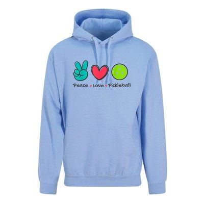 Peace Love Pickleball Court Play Loves Funny Pickleball Gift Unisex Surf Hoodie