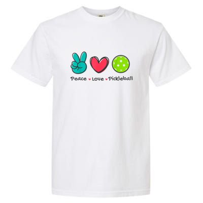 Peace Love Pickleball Court Play Loves Funny Pickleball Gift Garment-Dyed Heavyweight T-Shirt