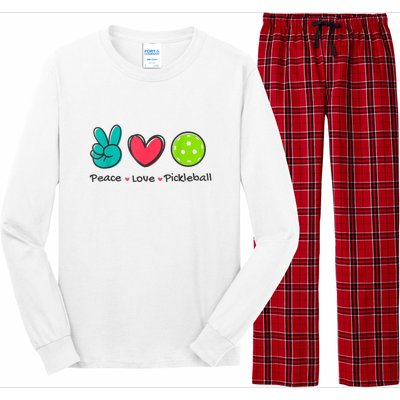 Peace Love Pickleball Court Play Loves Funny Pickleball Gift Long Sleeve Pajama Set