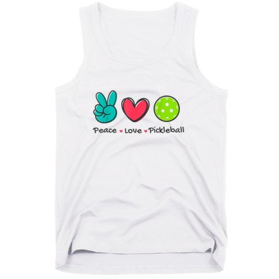 Peace Love Pickleball Court Play Loves Funny Pickleball Gift Tank Top