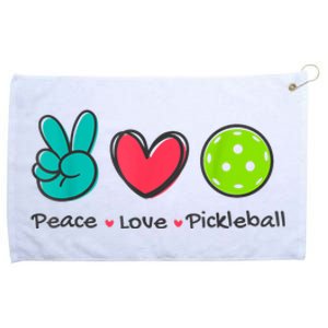 Peace Love Pickleball Court Play Loves Funny Pickleball Gift Grommeted Golf Towel