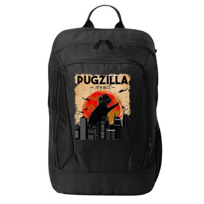 Pug Lover, Pugzilla, Funny Pug, Funny Dog, Pug Art, Pug  City Backpack