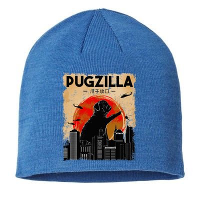 Pug Lover, Pugzilla, Funny Pug, Funny Dog, Pug Art, Pug  Sustainable Beanie