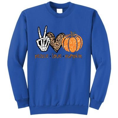 Peace Love Pumpkin Halloween Costume Skeleton Cool Gift Sweatshirt