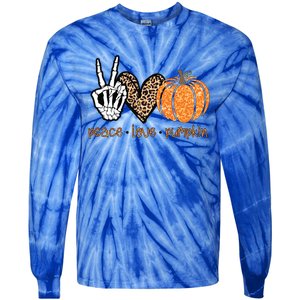 Peace Love Pumpkin Halloween Costume Skeleton Cool Gift Tie-Dye Long Sleeve Shirt