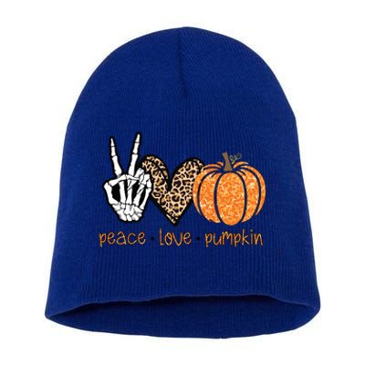 Peace Love Pumpkin Halloween Costume Skeleton Cool Gift Short Acrylic Beanie