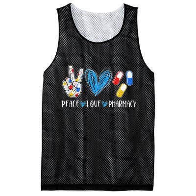 Peace Love Pharmacy Funny Pharmacy Tech Pharmacist Mesh Reversible Basketball Jersey Tank