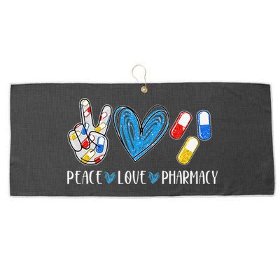 Peace Love Pharmacy Funny Pharmacy Tech Pharmacist Large Microfiber Waffle Golf Towel