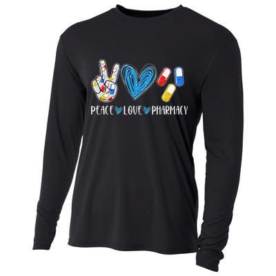 Peace Love Pharmacy Funny Pharmacy Tech Pharmacist Cooling Performance Long Sleeve Crew