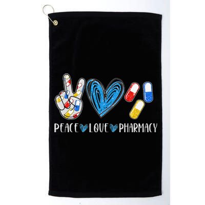 Peace Love Pharmacy Funny Pharmacy Tech Pharmacist Platinum Collection Golf Towel