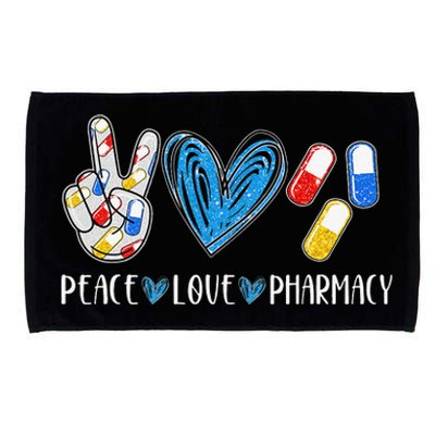 Peace Love Pharmacy Funny Pharmacy Tech Pharmacist Microfiber Hand Towel