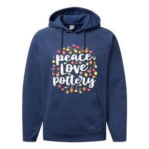 Peace Love Pottery For Women Pots Gift Ceramic Artist Performance Fleece Hoodie