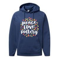 Peace Love Pottery For Women Pots Gift Ceramic Artist Performance Fleece Hoodie