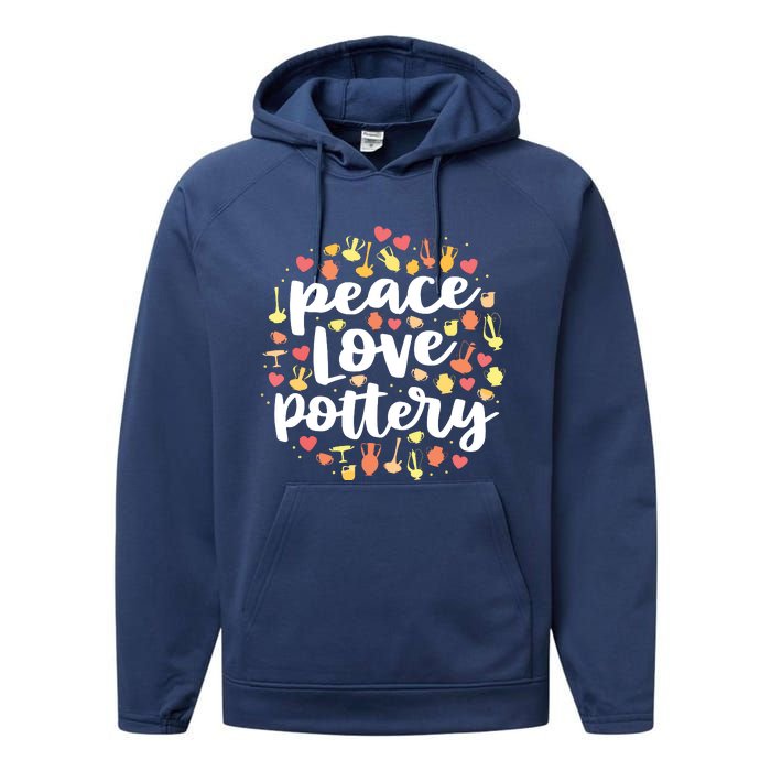 Peace Love Pottery For Women Pots Gift Ceramic Artist Performance Fleece Hoodie