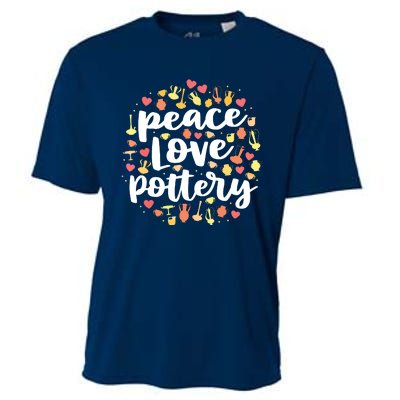 Peace Love Pottery For Women Pots Gift Ceramic Artist Cooling Performance Crew T-Shirt