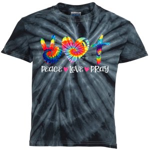 Peace Love Pray Tie Dye Heart Christian Cross Jesus Faith Kids Tie-Dye T-Shirt