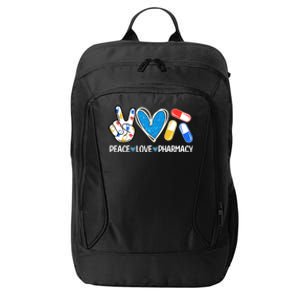 Peace Love Pharmacy Funny Pharmacy Tech Pharmacist Gift City Backpack