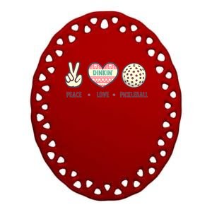 Peace Love Pickleball Cute Design And Cool Gift Ceramic Oval Ornament