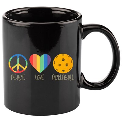 Peace Love Pickleball 11oz C Handle Ceramic Mug