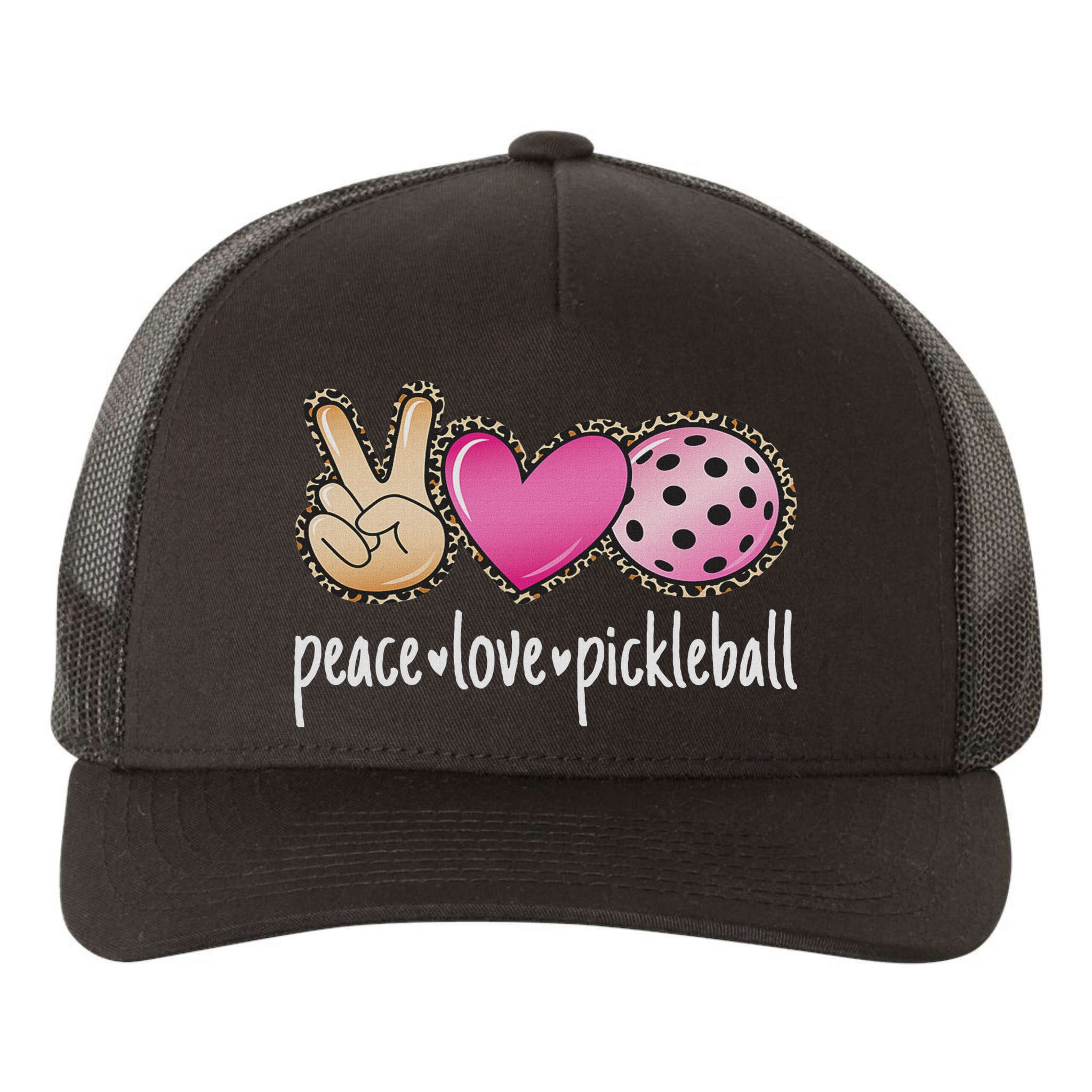 Peace Love Pickleball Cute Pickleball Lover Women Yupoong Adult 5-Panel Trucker Hat