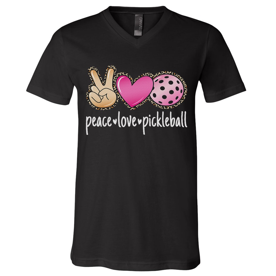 Peace Love Pickleball Cute Pickleball Lover Women V-Neck T-Shirt