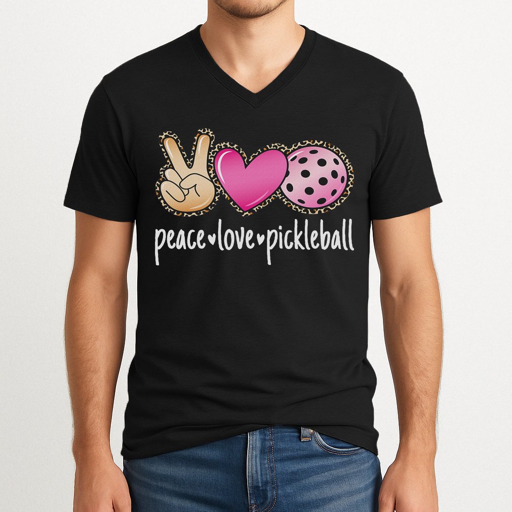 Peace Love Pickleball Cute Pickleball Lover Women V-Neck T-Shirt