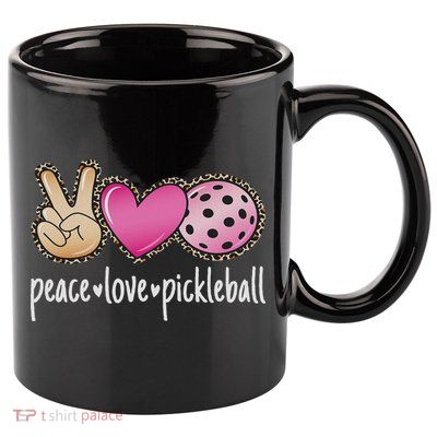Peace Love Pickleball Cute Pickleball Lover Women 11oz C Handle Ceramic Mug