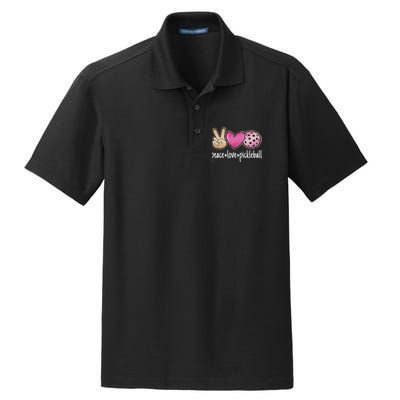 Peace Love Pickleball Cute Pickleball Lover Women Dry Zone Grid Polo