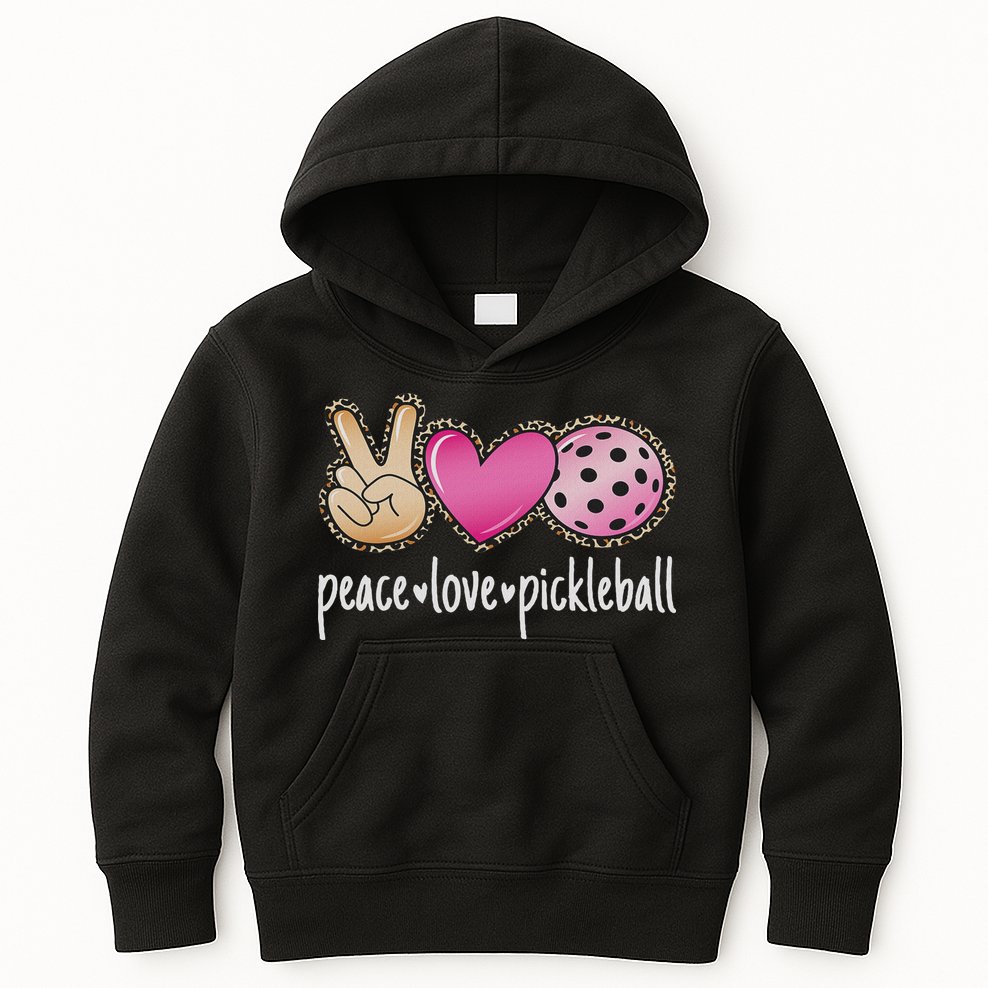 Peace Love Pickleball Cute Pickleball Lover Women Kids Hoodie
