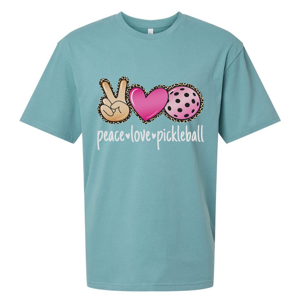 Peace Love Pickleball Cute Pickleball Lover Women Sueded Cloud Jersey T-Shirt