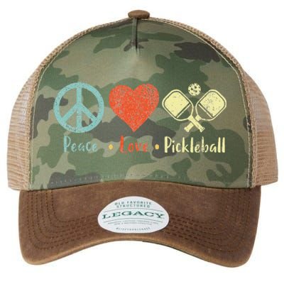 Peace Love Pickleball Funny Pickleball Player Dink Retro Legacy Tie Dye Trucker Hat