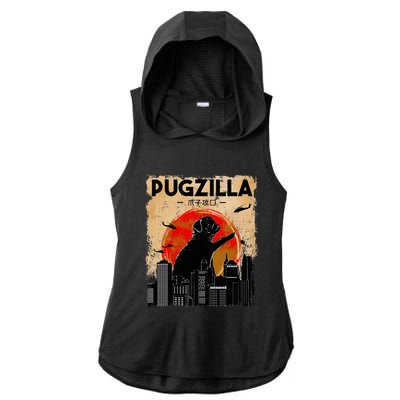 pug lover pugzilla  pug  dog pug art pug  Ladies PosiCharge Tri-Blend Wicking Draft Hoodie Tank