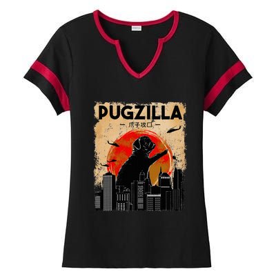 pug lover pugzilla  pug  dog pug art pug  Ladies Halftime Notch Neck Tee