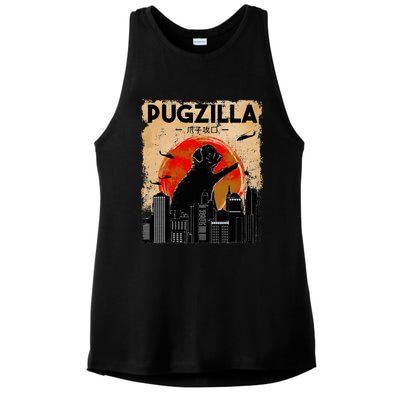 pug lover pugzilla  pug  dog pug art pug  Ladies PosiCharge Tri-Blend Wicking Tank