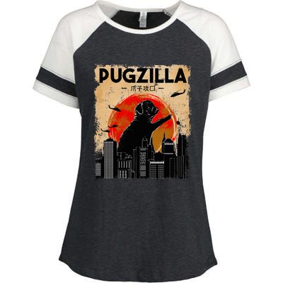 pug lover pugzilla  pug  dog pug art pug  Enza Ladies Jersey Colorblock Tee