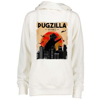 pug lover pugzilla  pug  dog pug art pug  Womens Funnel Neck Pullover Hood