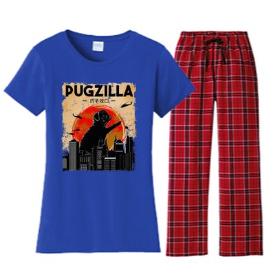 pug lover pugzilla  pug  dog pug art pug  Women's Flannel Pajama Set