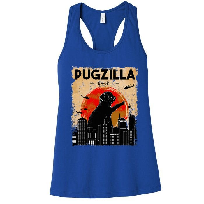 pug lover pugzilla  pug  dog pug art pug  Women's Racerback Tank