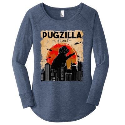 pug lover pugzilla  pug  dog pug art pug  Women's Perfect Tri Tunic Long Sleeve Shirt