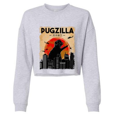 pug lover pugzilla  pug  dog pug art pug  Cropped Pullover Crew