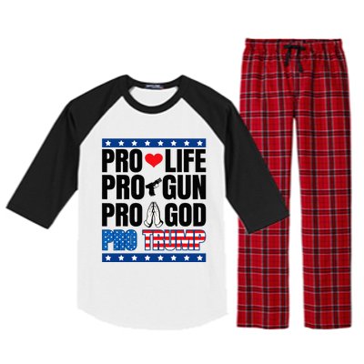 Pro Life Pro Gun Pro God Pro Trump Raglan Sleeve Pajama Set