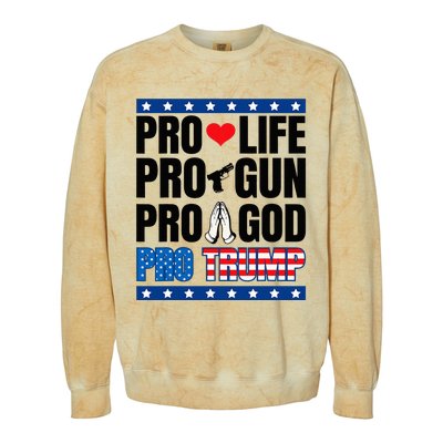 Pro Life Pro Gun Pro God Pro Trump Colorblast Crewneck Sweatshirt