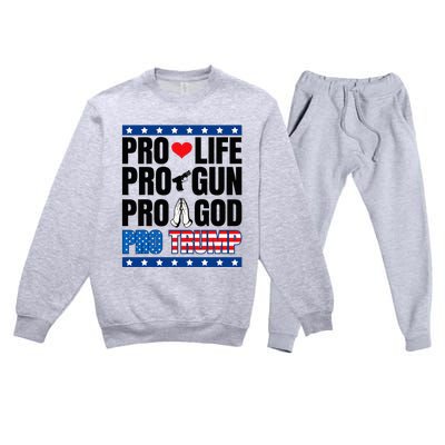 Pro Life Pro Gun Pro God Pro Trump Premium Crewneck Sweatsuit Set