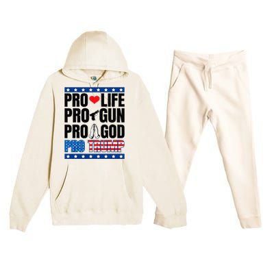 Pro Life Pro Gun Pro God Pro Trump Premium Hooded Sweatsuit Set