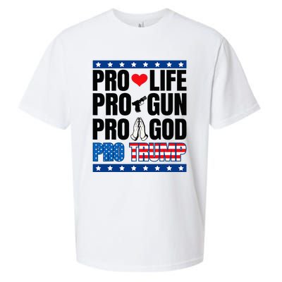 Pro Life Pro Gun Pro God Pro Trump Sueded Cloud Jersey T-Shirt