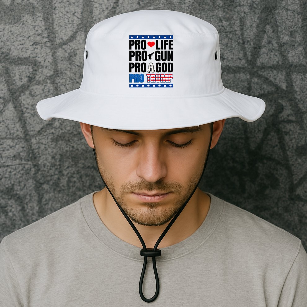 Pro Life Pro Gun Pro God Pro Trump Bucket Hat