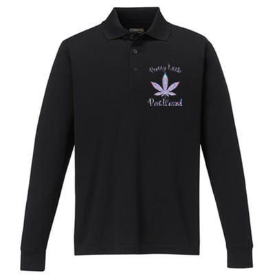 Pretty Little Pothead Weed Canabias 420 Performance Long Sleeve Polo