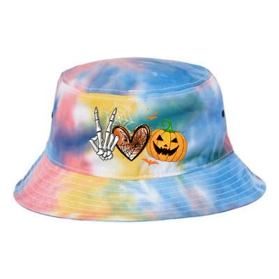 Peace Love Pumpkin Skeleton Halloween Costume Gift Tie Dye Newport Bucket Hat